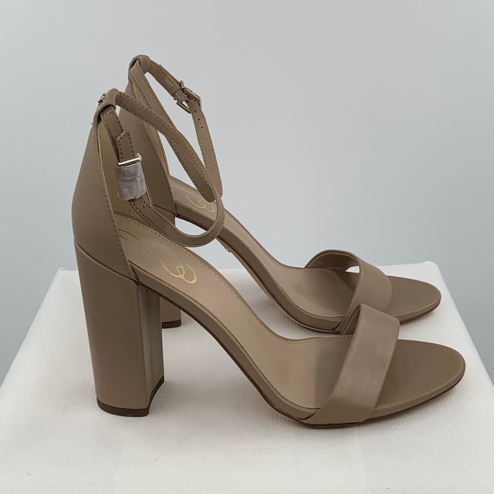 NWT NIB Sam Edelman Yaro Women’s Tan Ankle Strap Block Heels Sandals - Picture 3 of 12